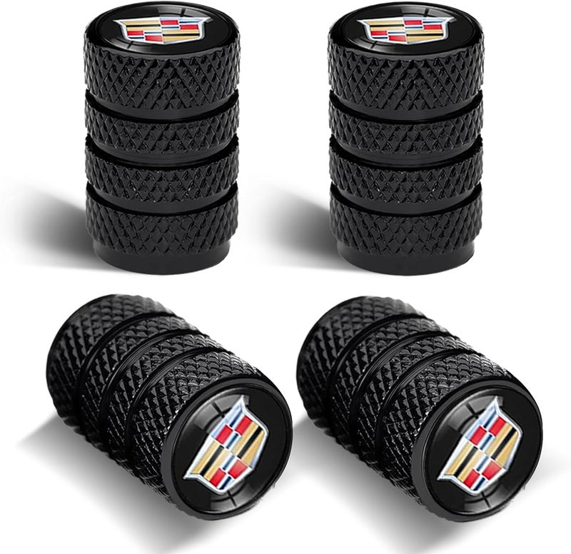 Comburvo 4Pcs Automobile Tire Valve Stem Covers, Corrosion-Resistant Tire Suitable for Cadillac ATS CTS EXT SRX XTS XLR Sedan ELR Series Vehicles and Other Motor Vehicles Tire Valve Cap Covers Black - Image 1